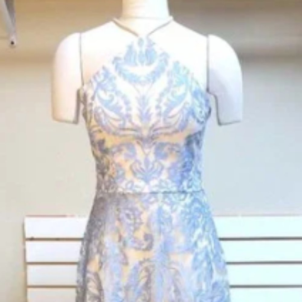Speechless Blue Lace/ Cream Slip Dress, Size 3, Strappy, Prom, Formal
